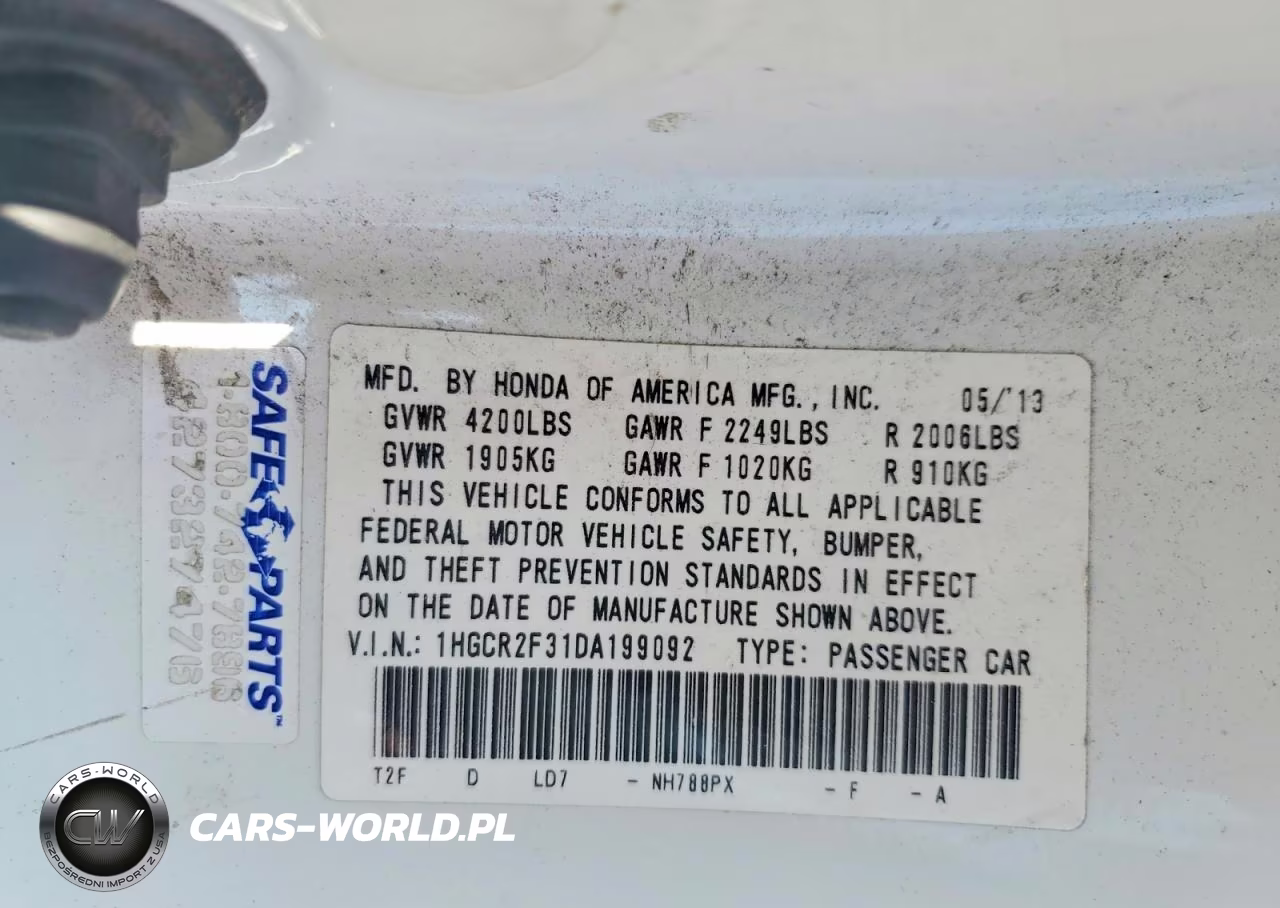 2013 Honda Accord Lx VIN:1HGCR2F31DA199092 - 12
