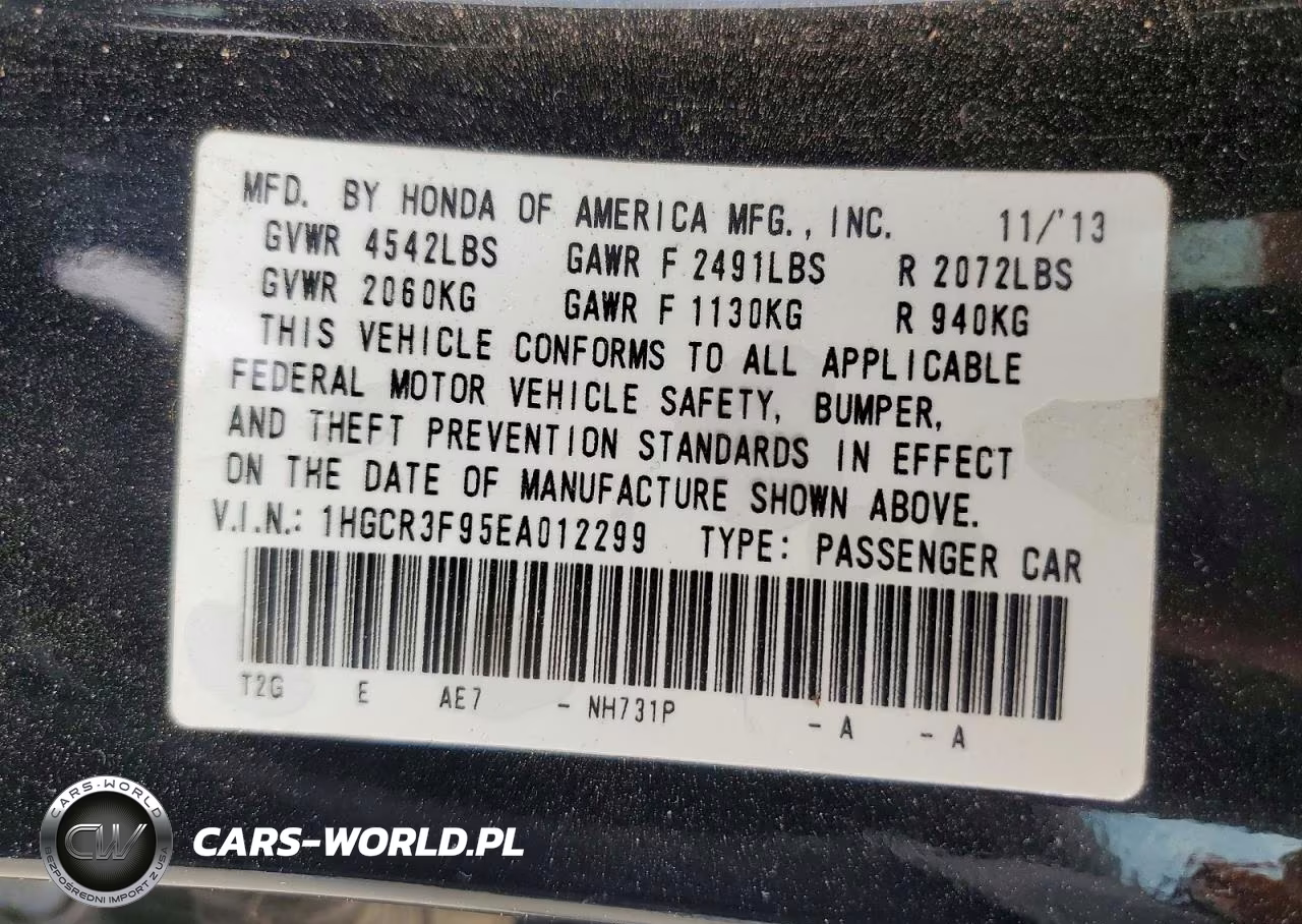 2014 Honda Accord Touring VIN:1HGCR3F95EA012299 - 13