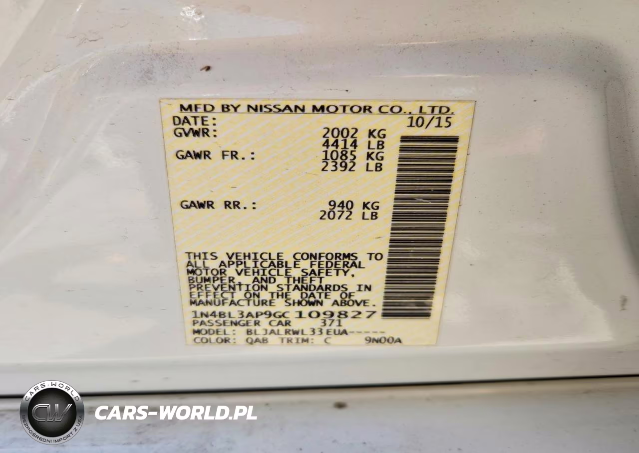 2016 Nissan Altima 3.5 Sl VIN:1N4BL3AP9GC109827 - 12