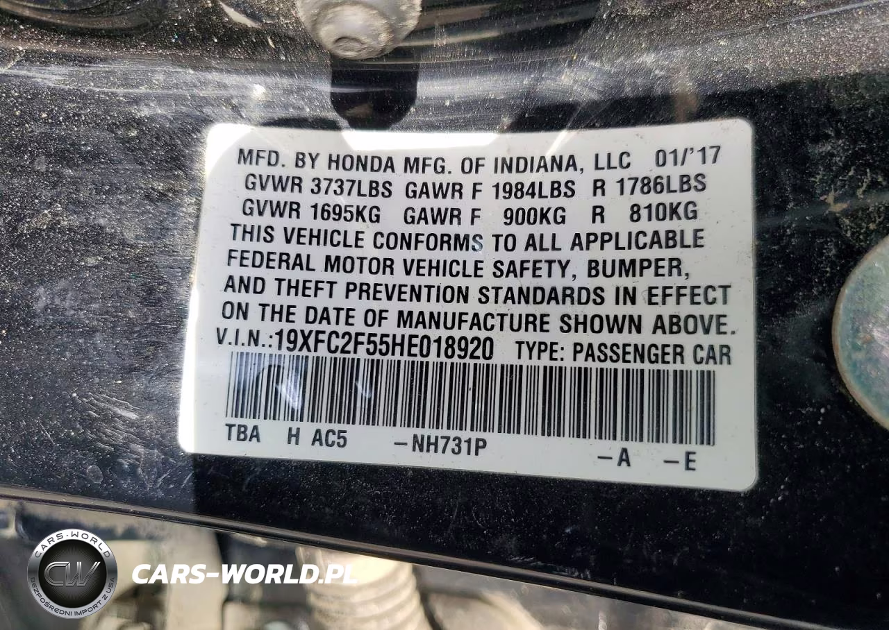 2017 Honda Civic Lx VIN:19XFC2F55HE018920 - 12