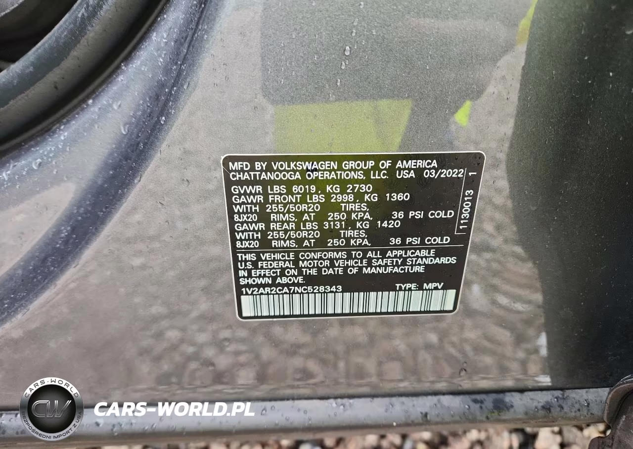 2022 Volkswagen Atlas Sel R-Line VIN:1V2AR2CA7NC528343 - 13