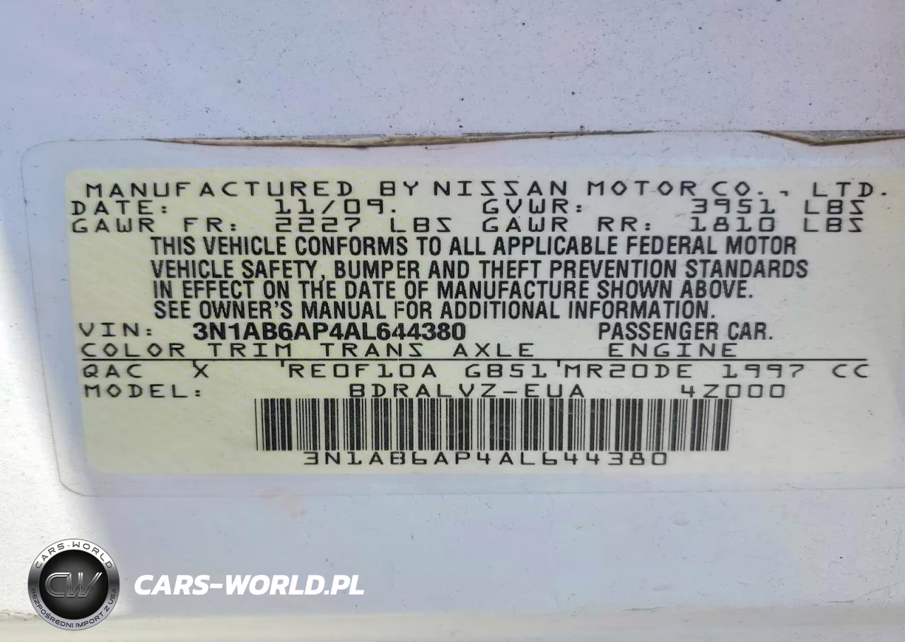 2010 Nissan Sentra 2.0 VIN:3N1AB6AP4AL644380 - 12