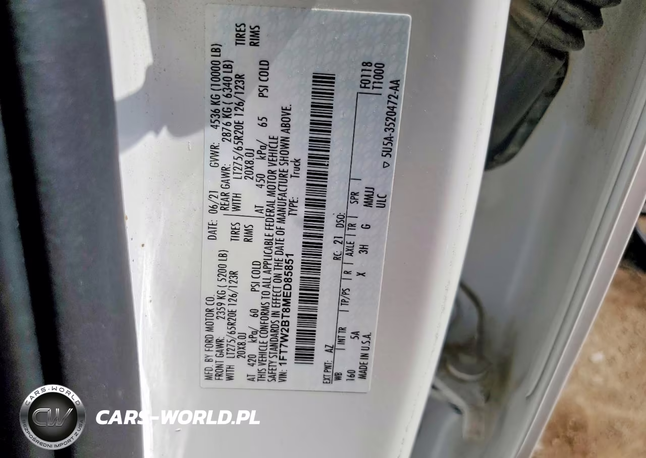 2021 Ford F250 Super Duty VIN:1FT7W2BT8MED85851 - 12