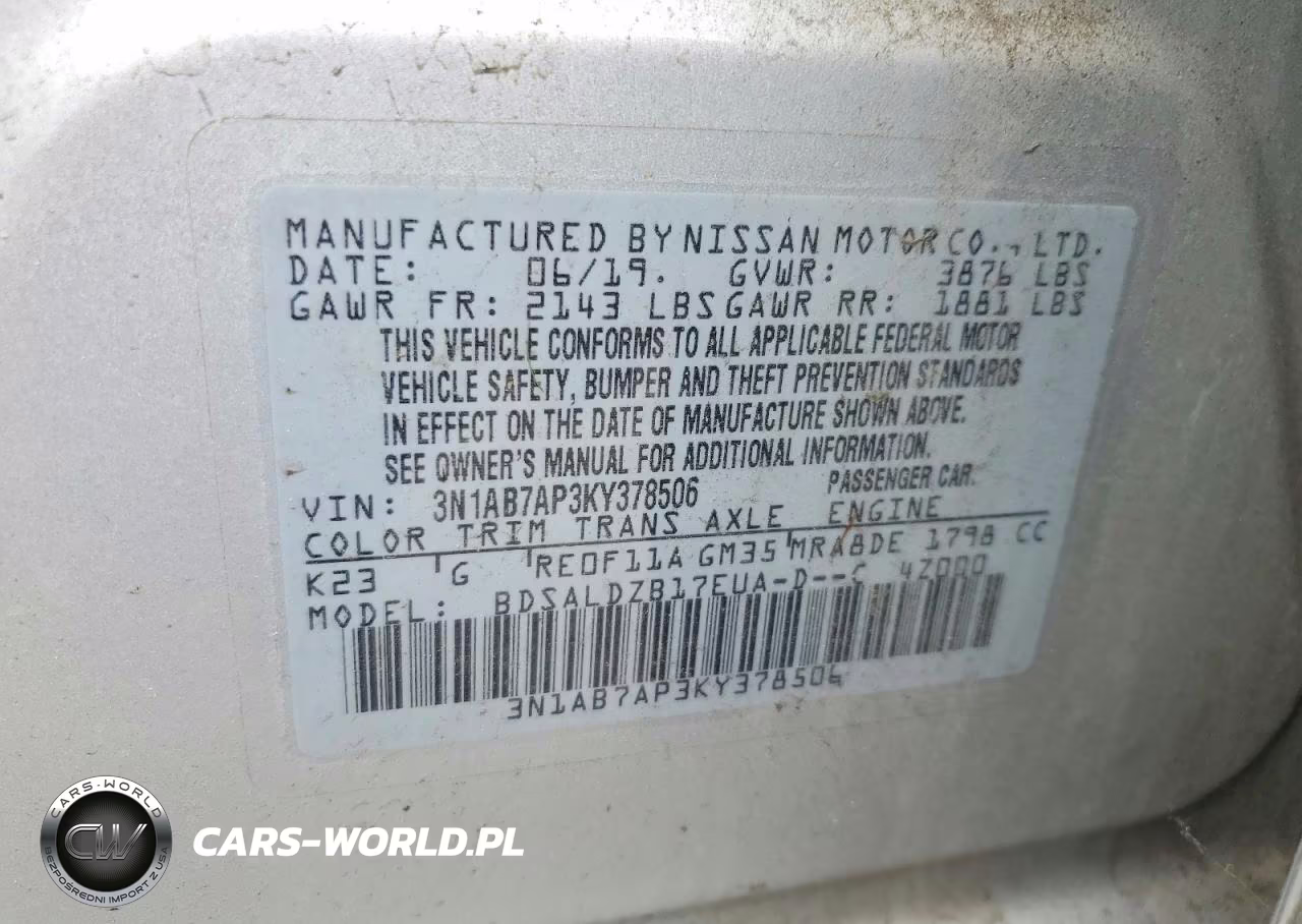 2019 Nissan Sentra Sv VIN:3N1AB7AP3KY378506 - 13