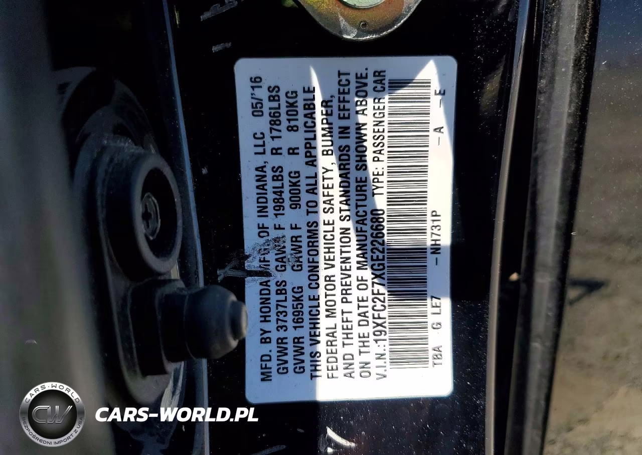 2016 Honda Civic Ex VIN:19XFC2F7XGE226680 - 12