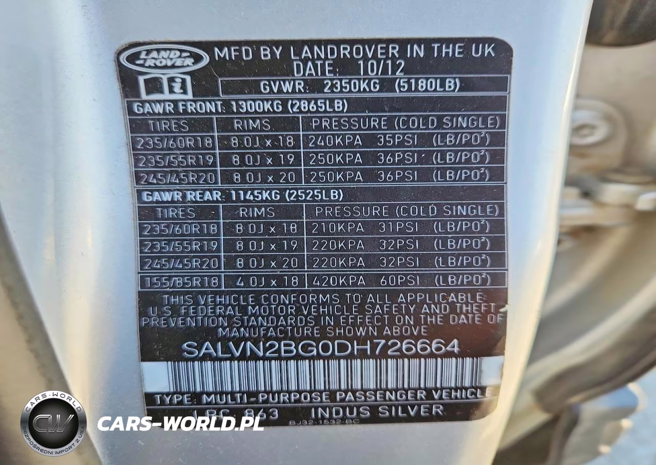 2013 Land Rover Range Rover Evoque Pure VIN:SALVN2BG0DH726664 - 12