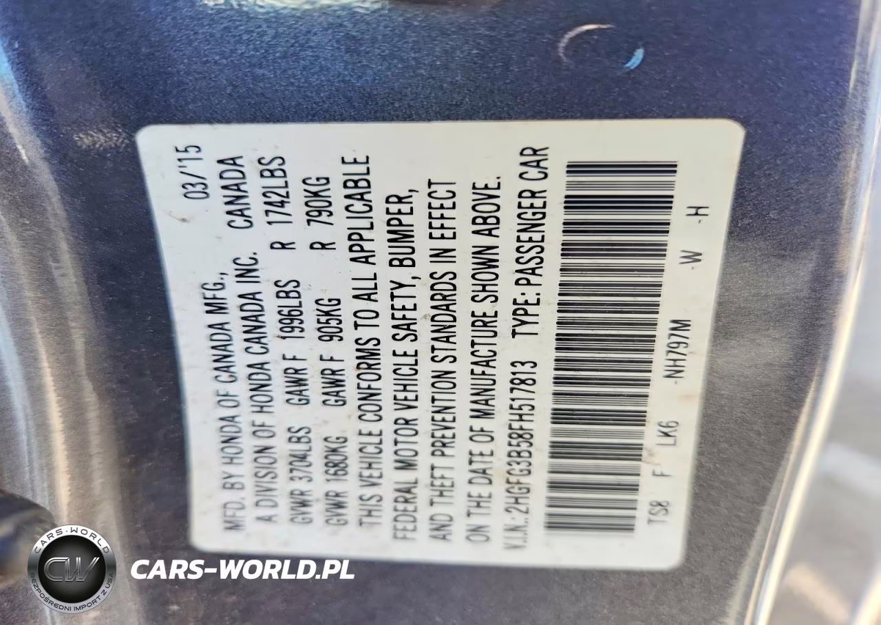 2015 Honda Civic Lx VIN:2HGFG3B58FH517813 - 12