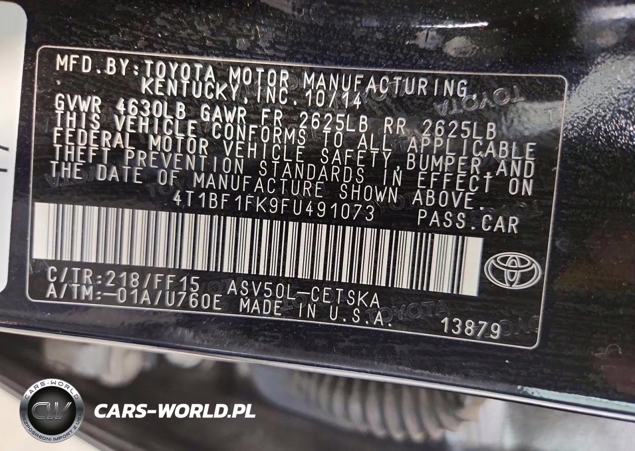 2015 TOYOTA CAMRY SE VIN:4T1BF1FK9FU491073 - 13