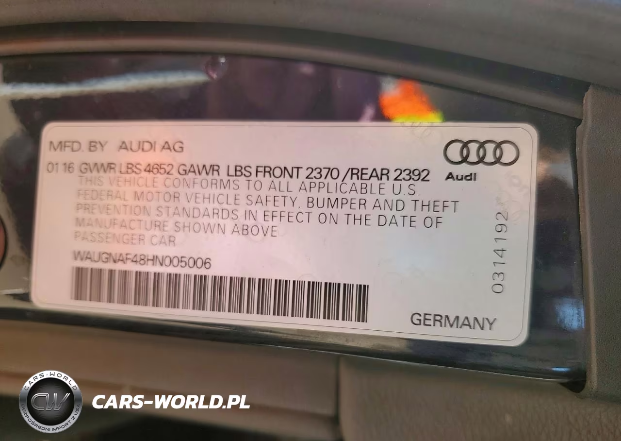 2017 Audi A4 Premium VIN:WAUGNAF48HN005006 - 12