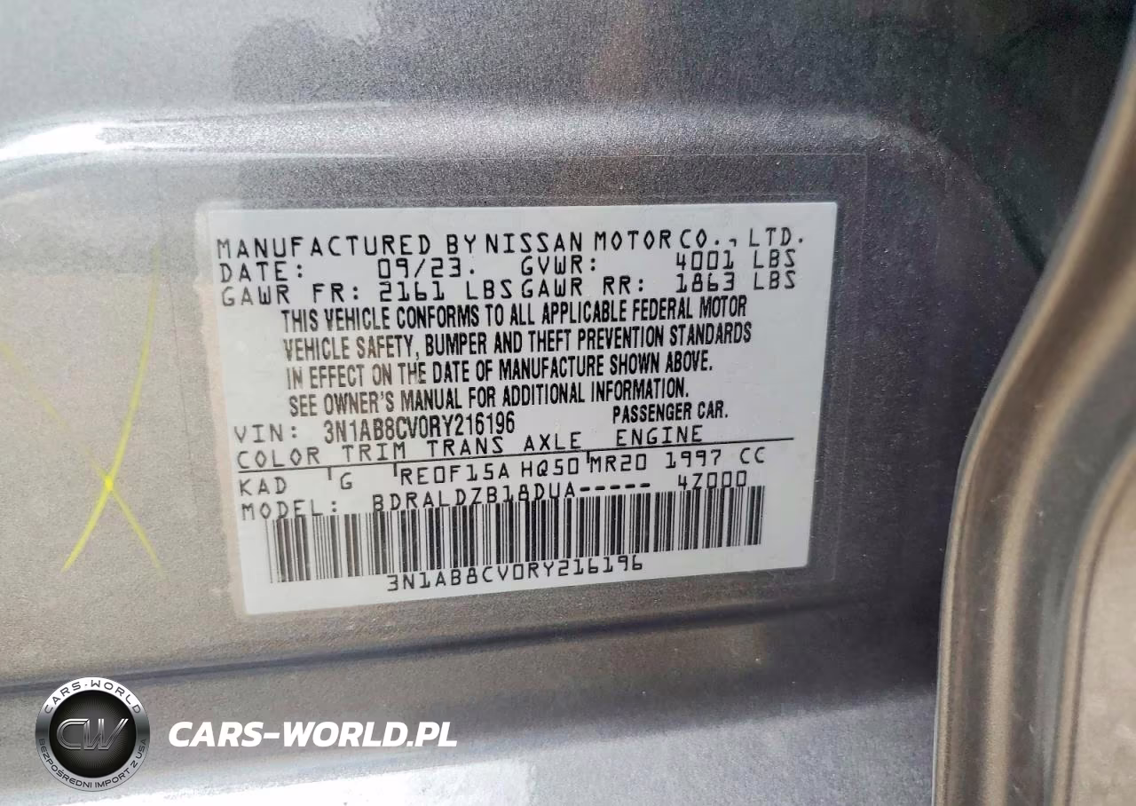2024 Nissan Sentra Sv VIN:3N1AB8CV0RY216196 - 12