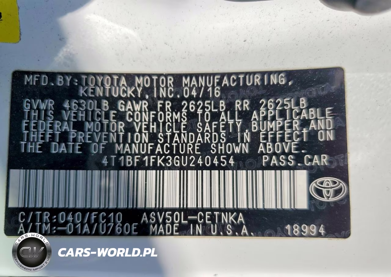 2016 Toyota Camry Le VIN:4T1BF1FK3GU240454 - 12