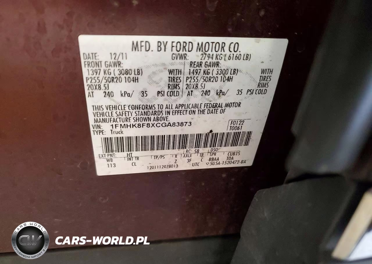 2012 Ford Explorer Limited VIN:1FMHK8F8XCGA83873 - 13