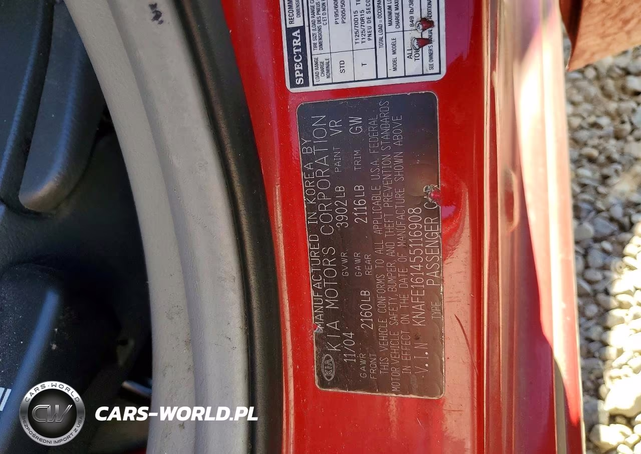 2005 Kia Spectra Spectra5 VIN:KNAFE161455116908 - 14