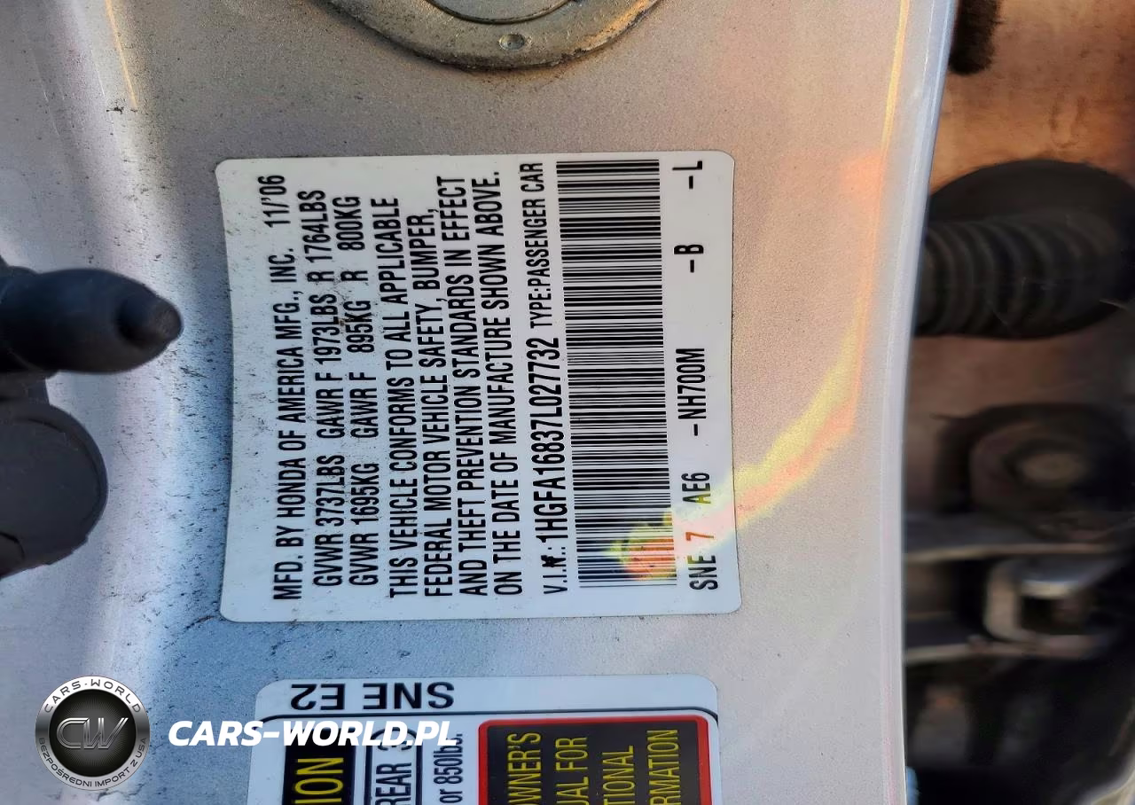 2007 Honda Civic Ex VIN:1HGFA16837L027732 - 13