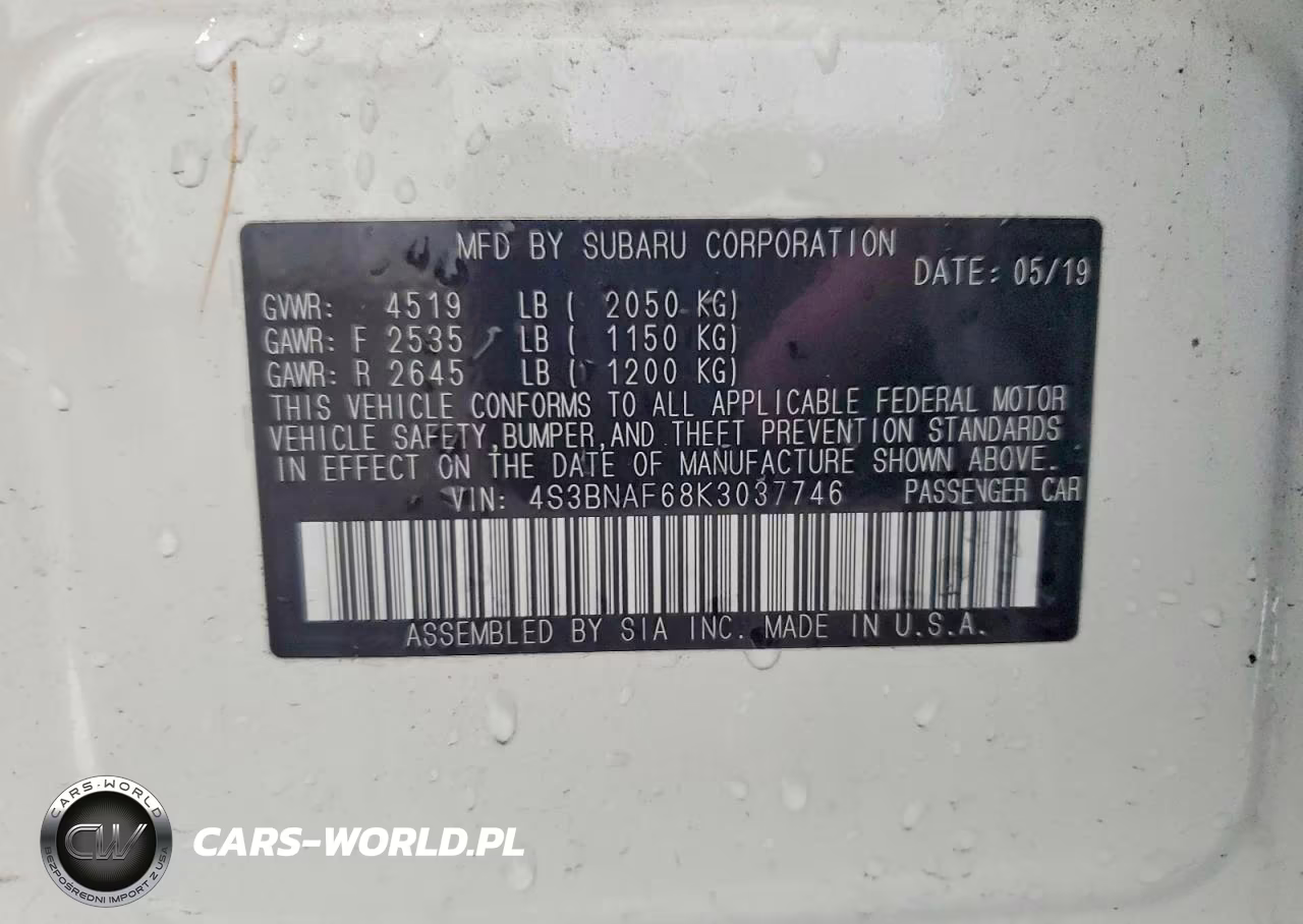 2019 Subaru Legacy 2.5I Premium VIN:4S3BNAF68K3037746 - 13