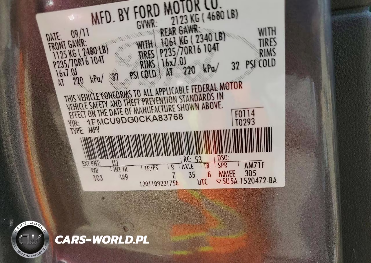 2012 Ford Escape Xlt VIN:1FMCU9DG0CKA83768 - 13