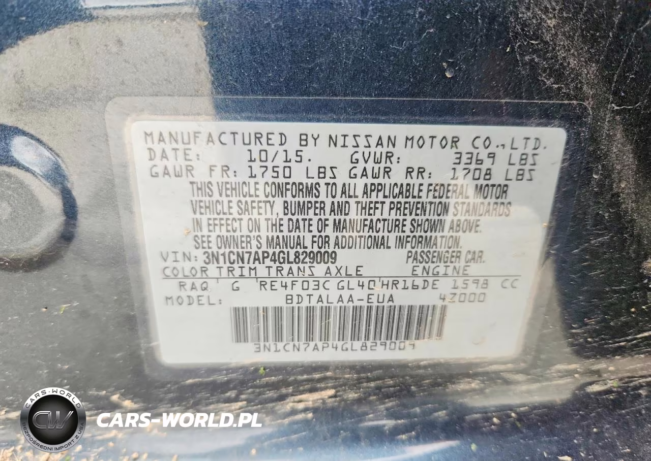 2016 Nissan Versa 1.6 S VIN:3N1CN7AP4GL829009 - 13