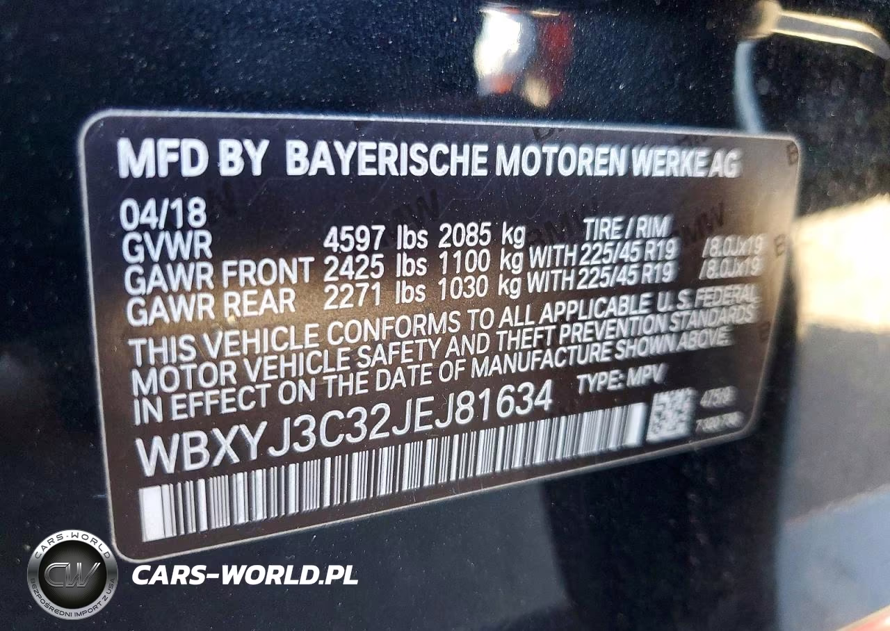 2018 BMW X2 Sdrive28I VIN:WBXYJ3C32JEJ81634 - 13
