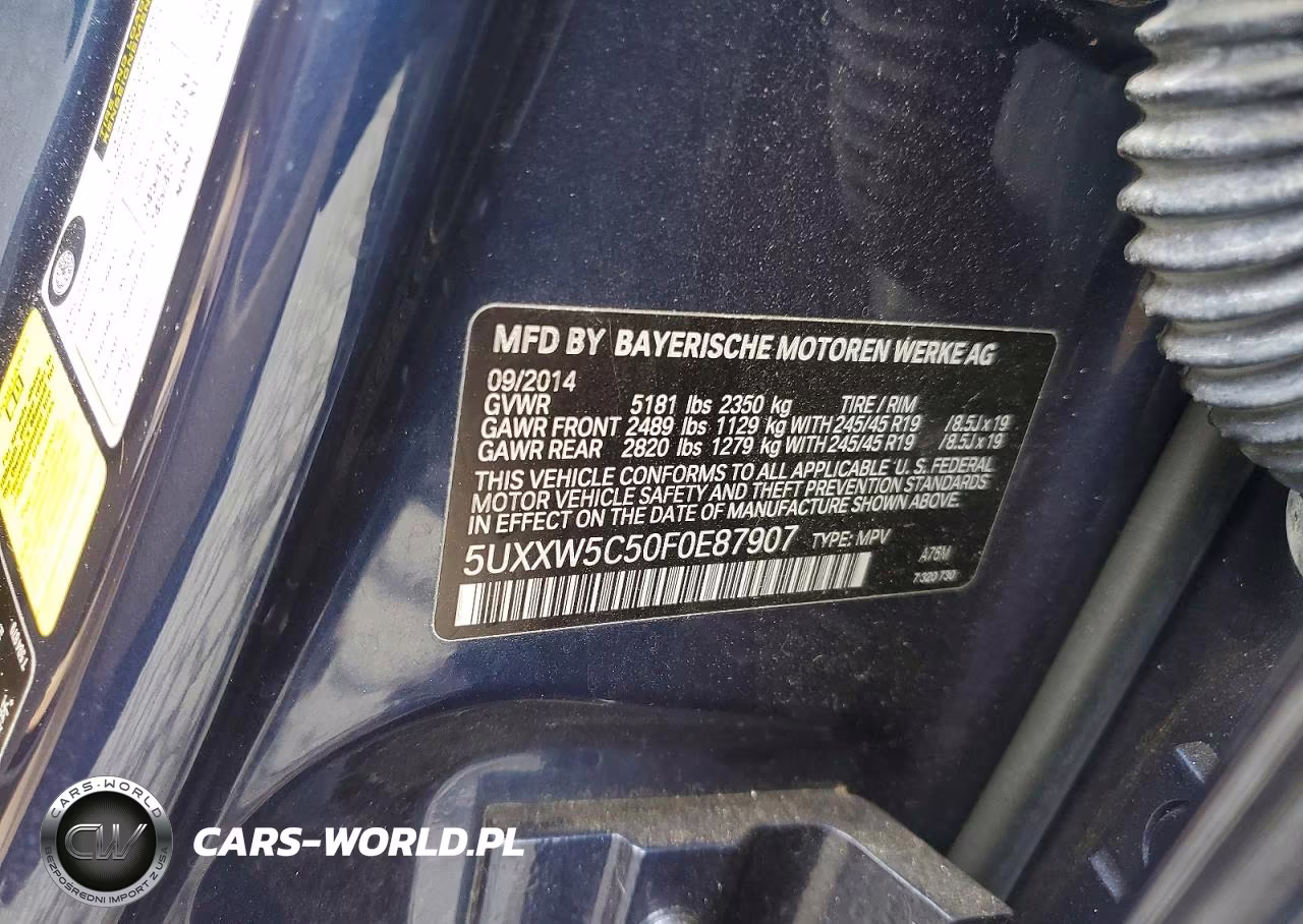2015 BMW X4 xDrive35I VIN:5UXXW5C50F0E87907 - 12