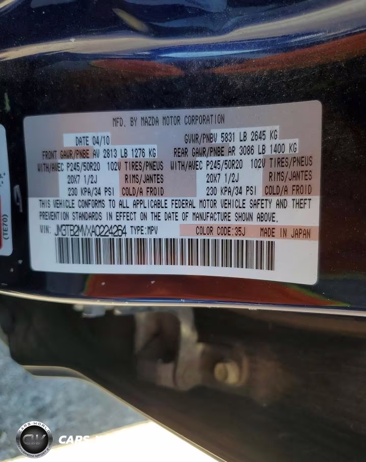 2010 Mazda Cx-9 VIN:JM3TB2MVXA0224264 - 12
