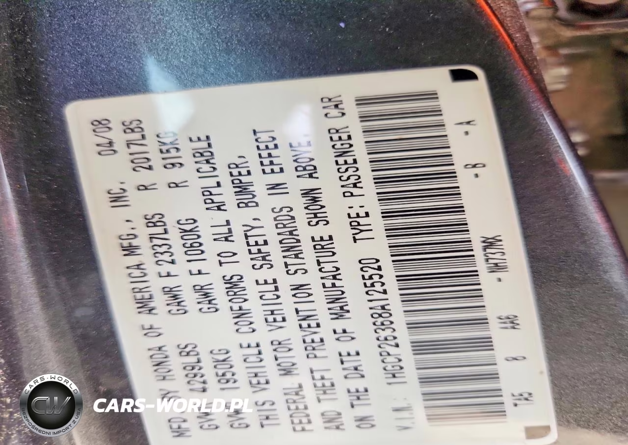 2008 Honda Accord Lx VIN:1HGCP26368A125520 - 12