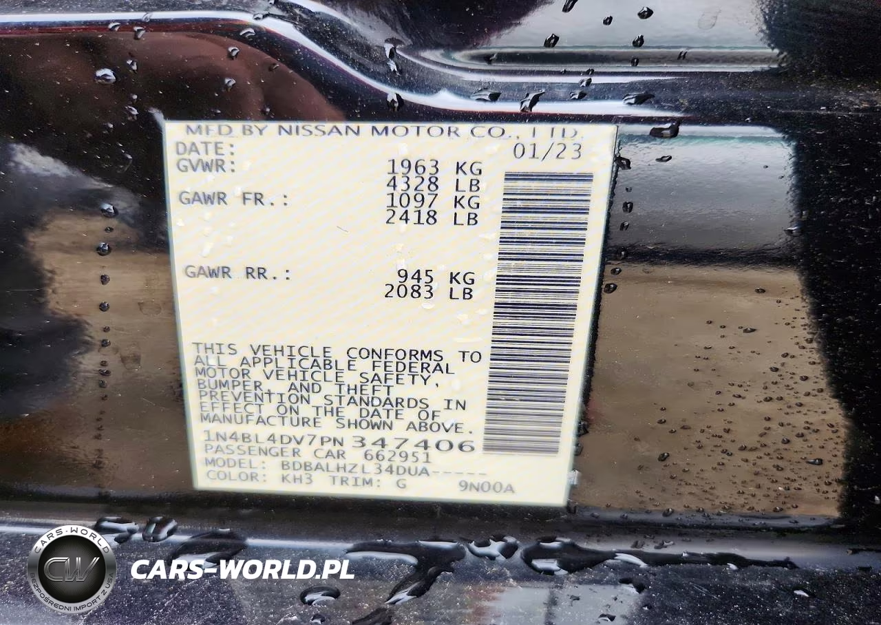 2023 Nissan Altima Sv VIN:1N4BL4DV7PN347406 - 13