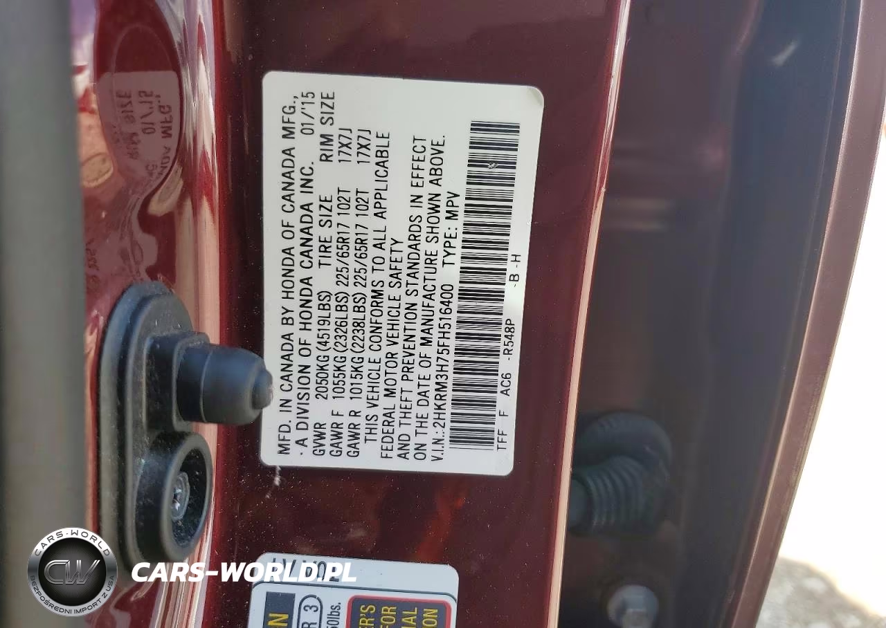 2015 Honda Cr-V Exl VIN:2HKRM3H75FH516400 - 13