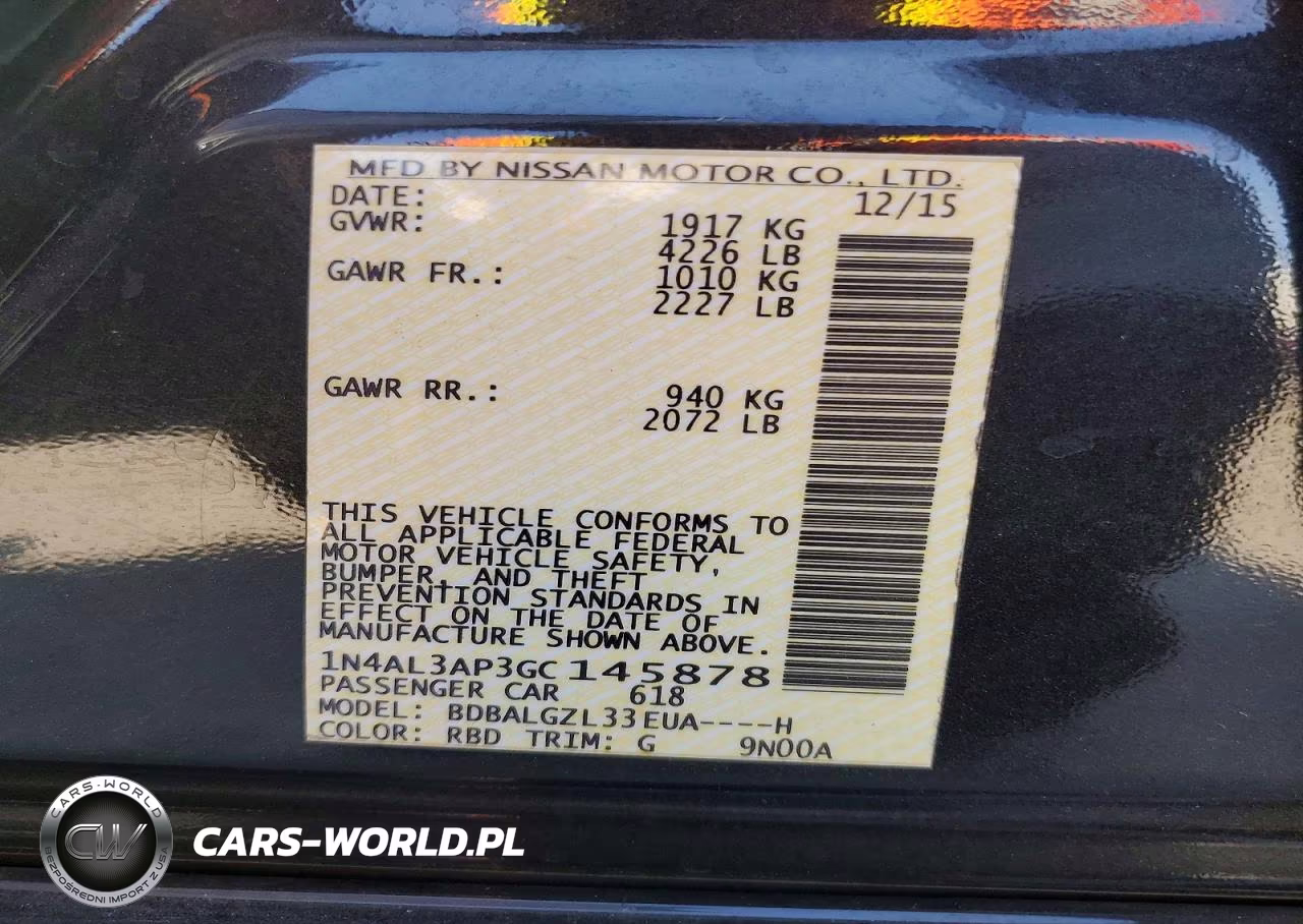 2016 Nissan Altima 2.5 S VIN:1N4AL3AP3GC145878 - 12