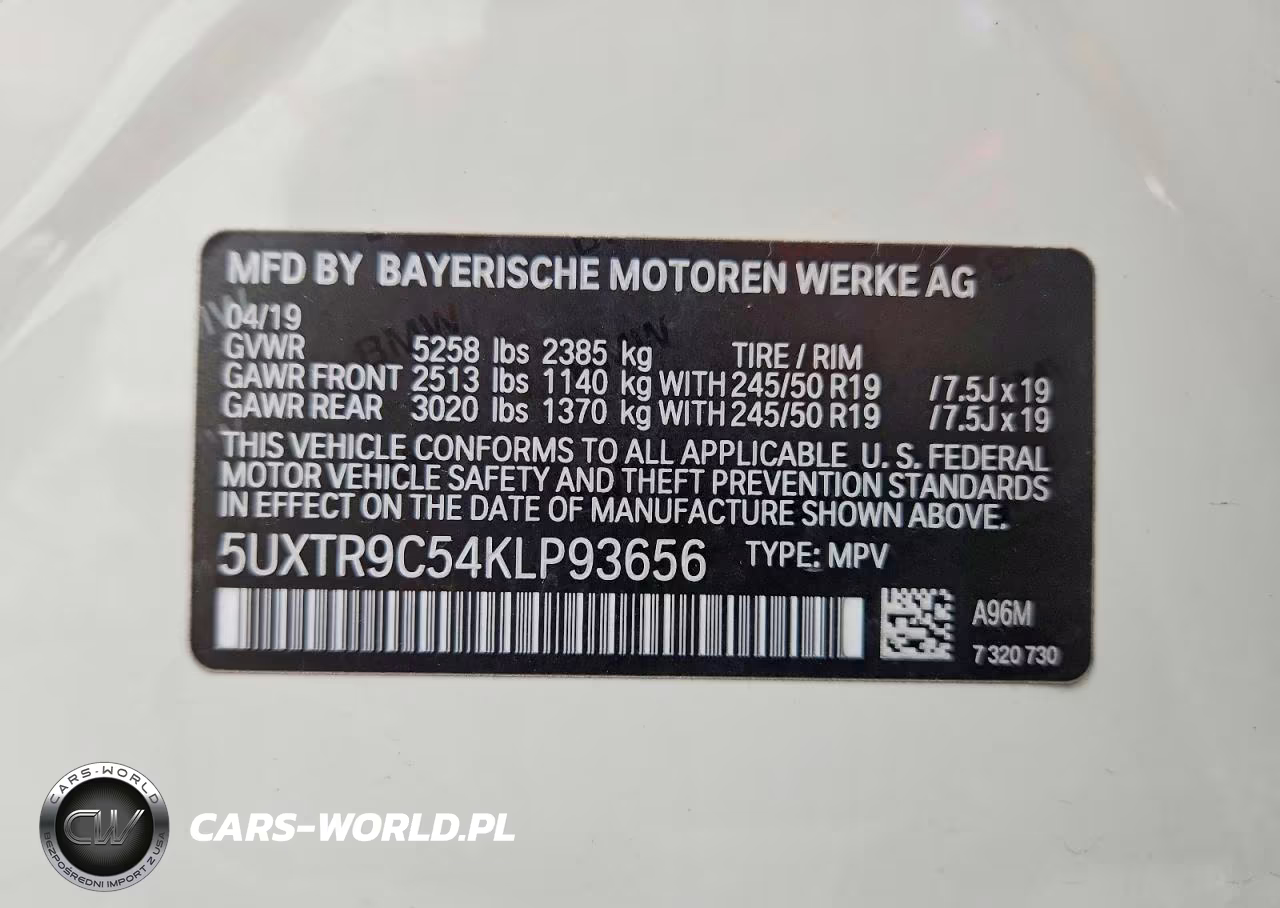 2019 BMW X3 xDrive30I VIN:5UXTR9C54KLP93656 - 14