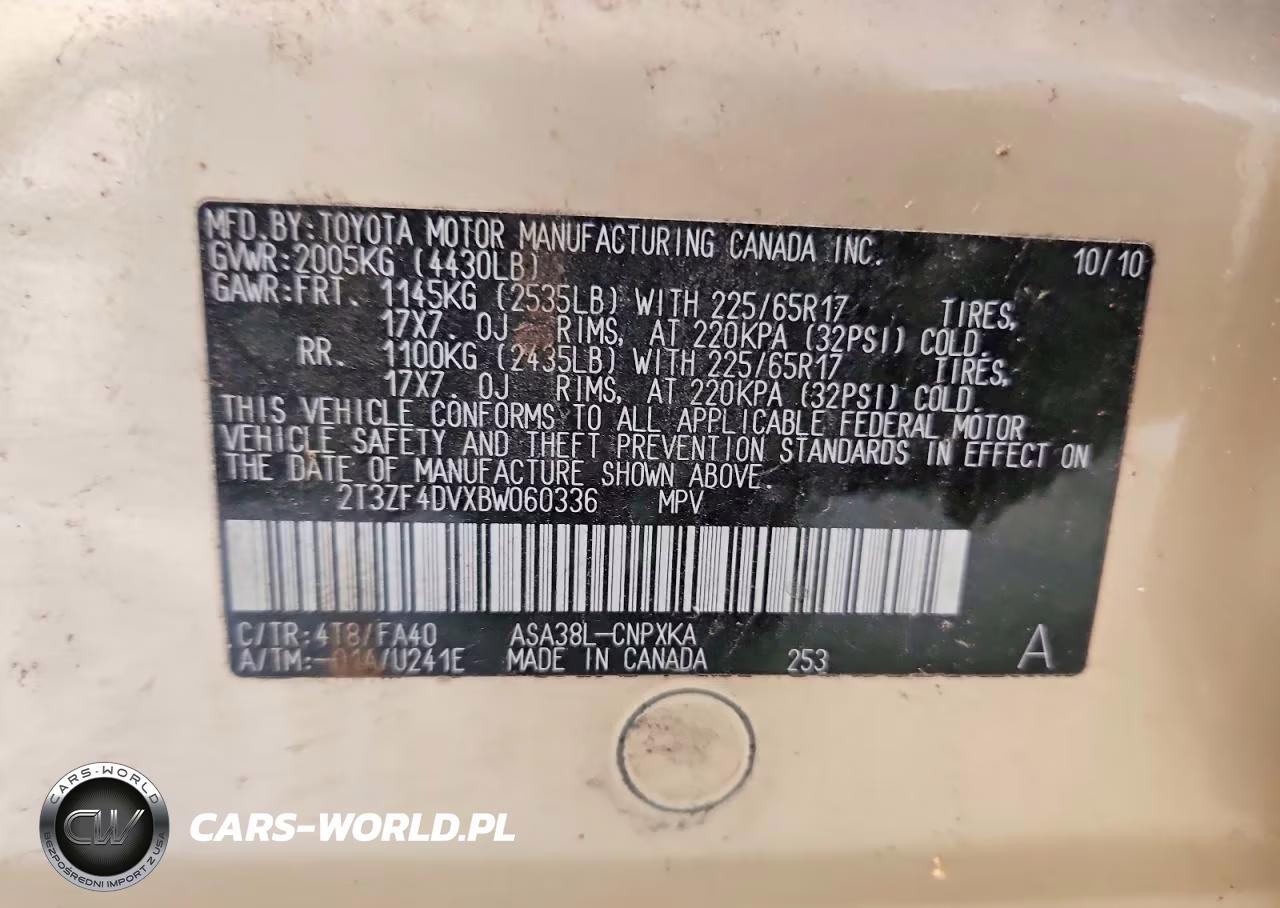 2011 Toyota Rav4 Base VIN:2T3ZF4DVXBW060336 - 13