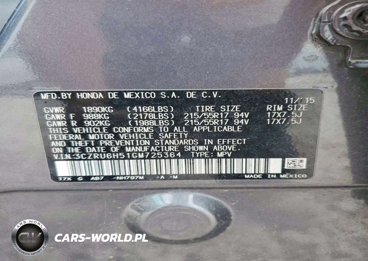 2016 Honda Hr-V Ex VIN:3CZRU6H51GM725364 - 14