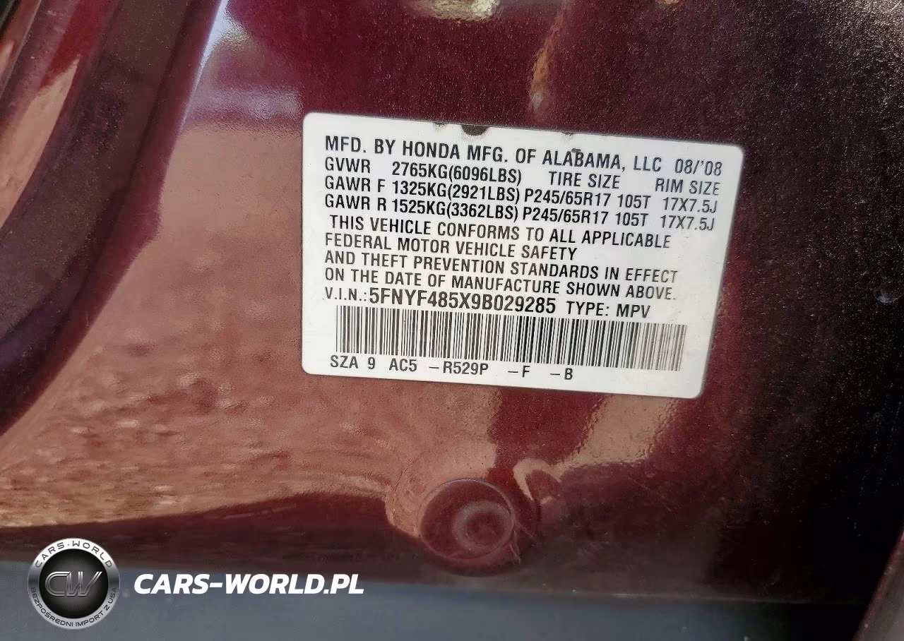 2009 Honda Pilot Exl VIN:5FNYF485X9B029285 - 13