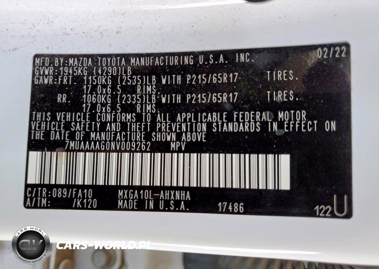 2022 Toyota Corolla Cross L VIN:7MUAAAAG0NV009262 - 12