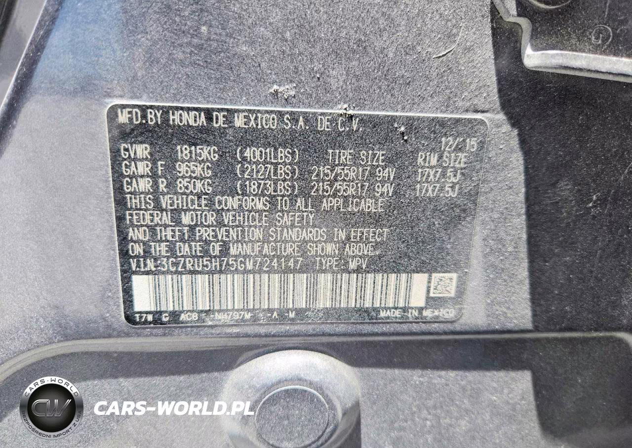 2016 Honda Hr-V Exl VIN:3CZRU5H75GM724147 - 14