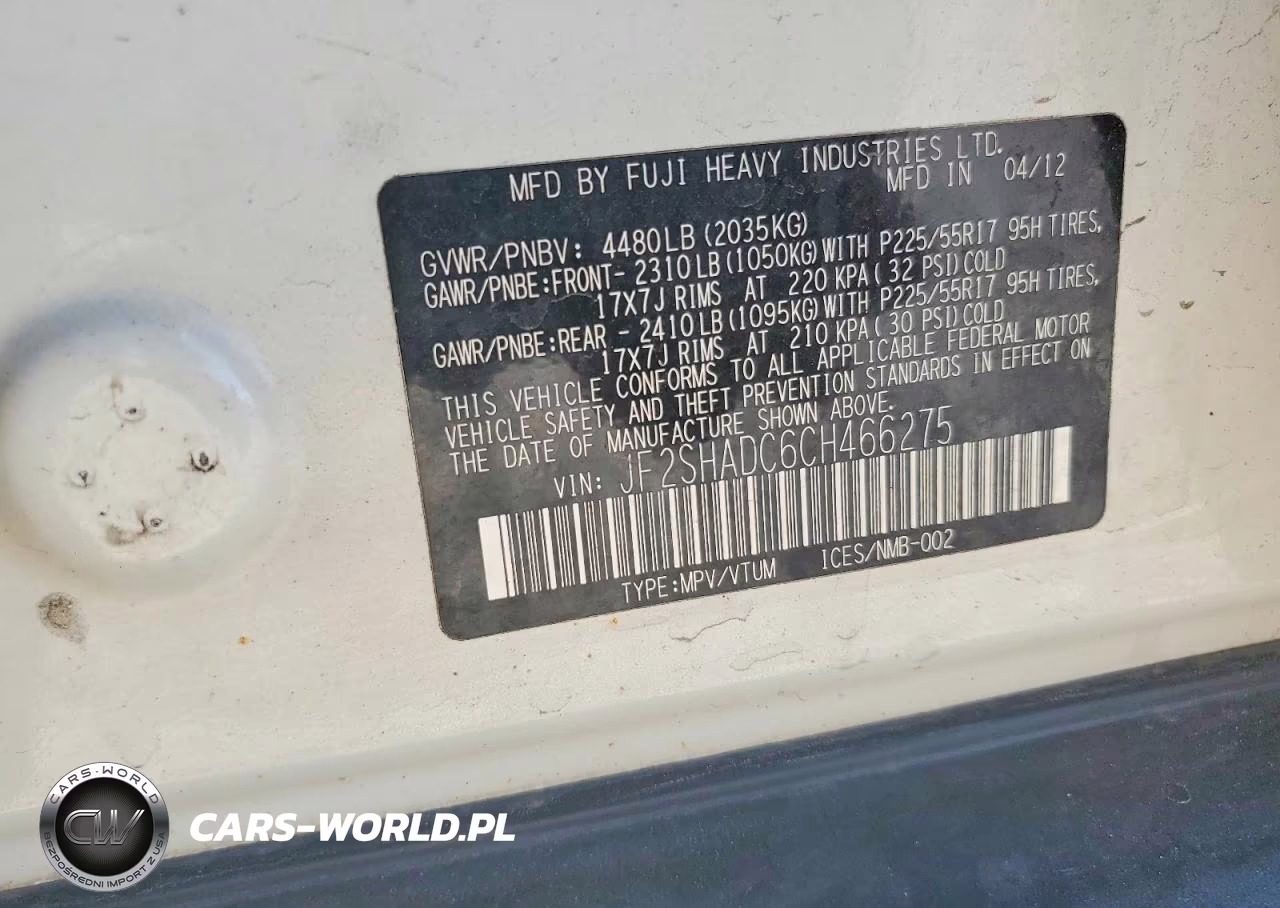 2012 Subaru Forester 2.5X Premium VIN:JF2SHADC6CH466275 - 12