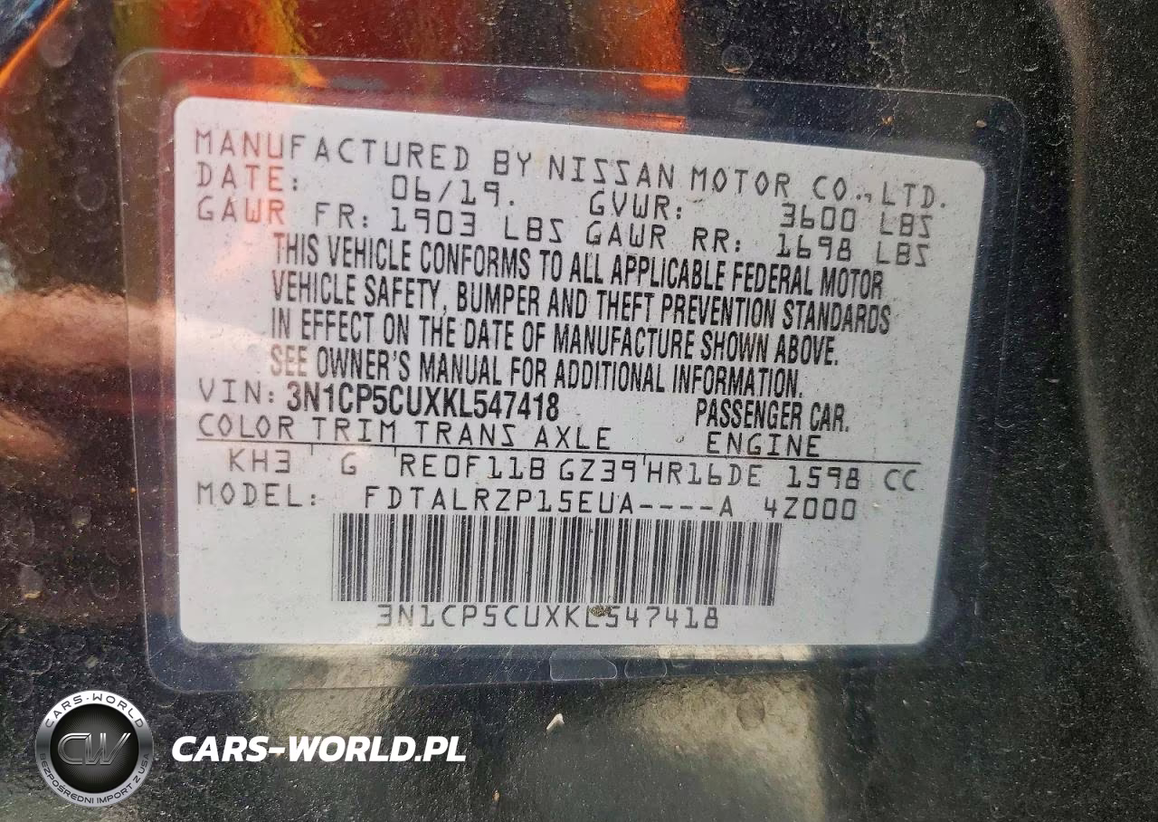 2019 Nissan Kicks S VIN:3N1CP5CUXKL547418 - 14