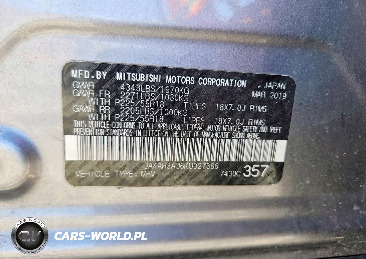 2019 Mitsubishi Outlander Sport Es VIN:JA4AR3AU6KU027366 - 14