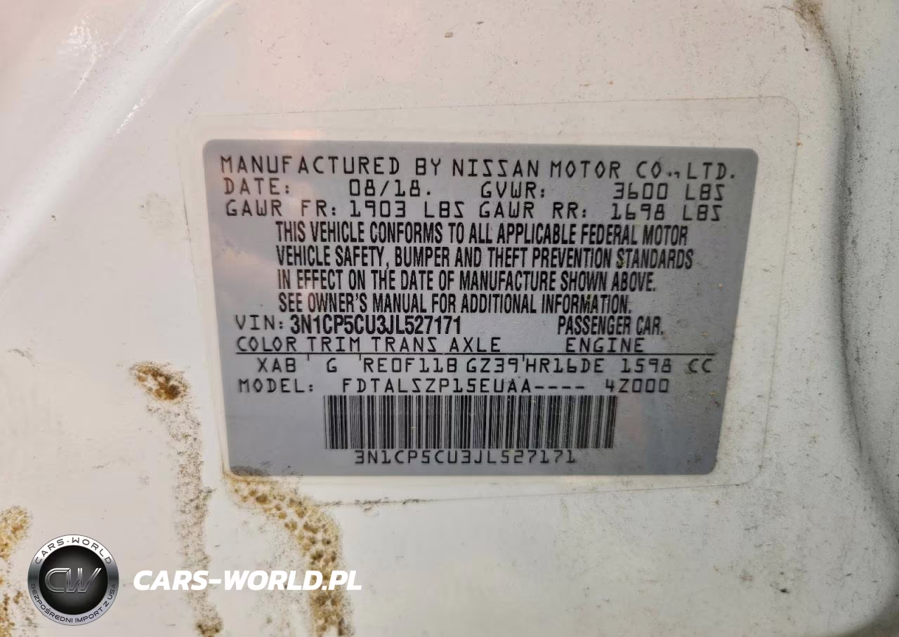 2018 Nissan Kicks Sv VIN:3N1CP5CU3JL527171 - 13