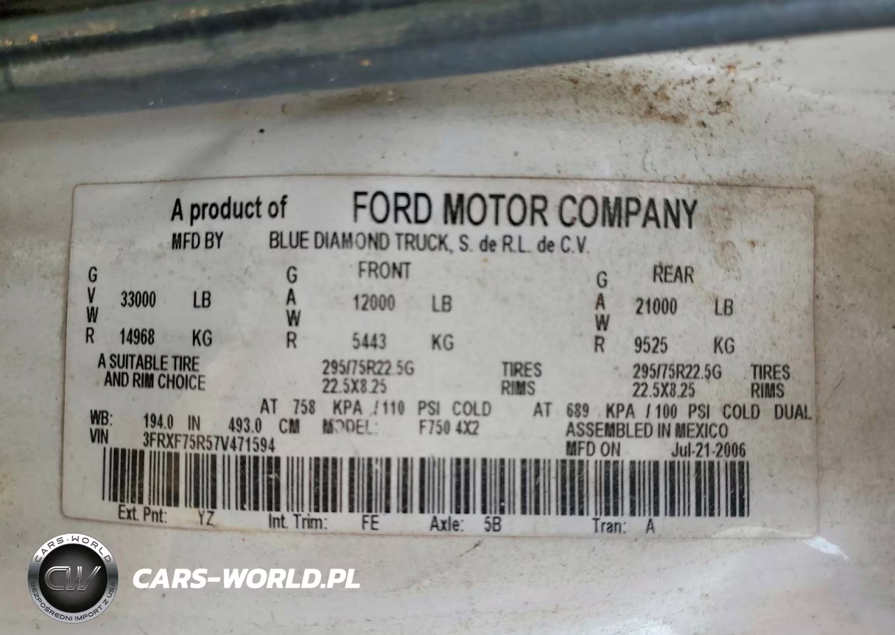 2007 Ford F750 Super Duty VIN:3FRXF75R57V471594 - 10