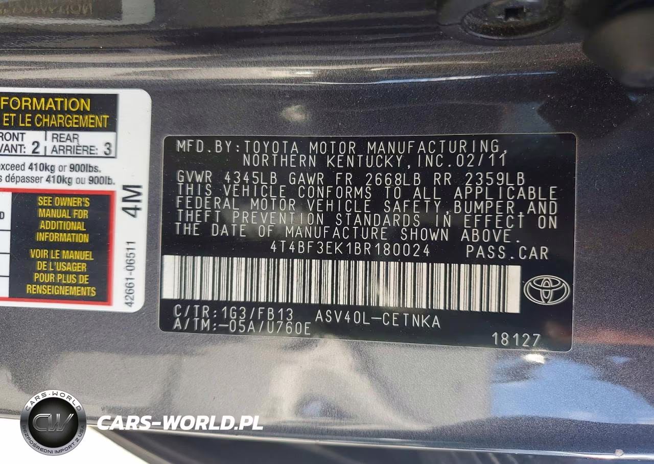 2011 Toyota Camry Le VIN:4T4BF3EK1BR180024 - 13