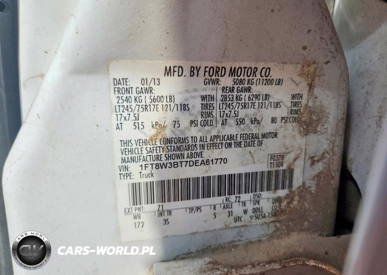 2013 Ford F350 Super Duty VIN:1FT8W3BT7DEA61770 - 12