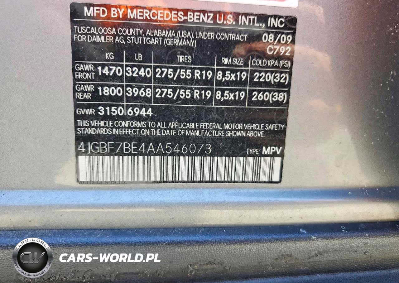 2010 Mercedes-Benz Gl 450 4Matic VIN:4JGBF7BE4AA546073 - 13