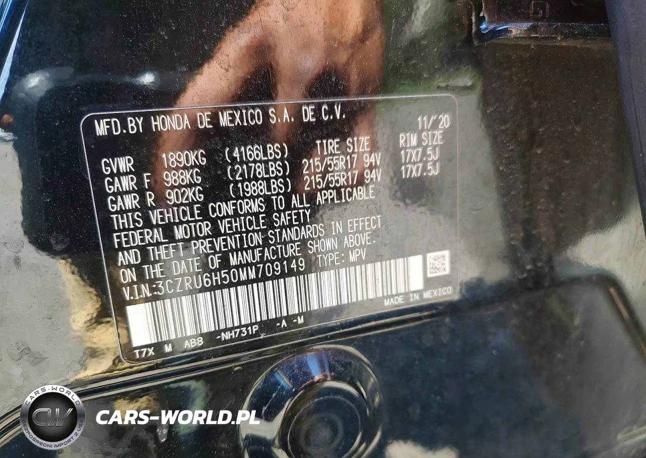 2021 Honda Hr-V Ex VIN:3CZRU6H50MM709149 - 12