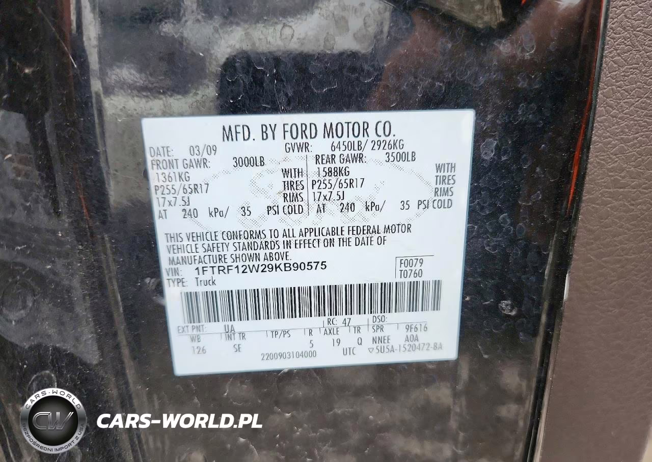 2009 Ford F150 VIN:1FTRF12W29KB90575 - 12