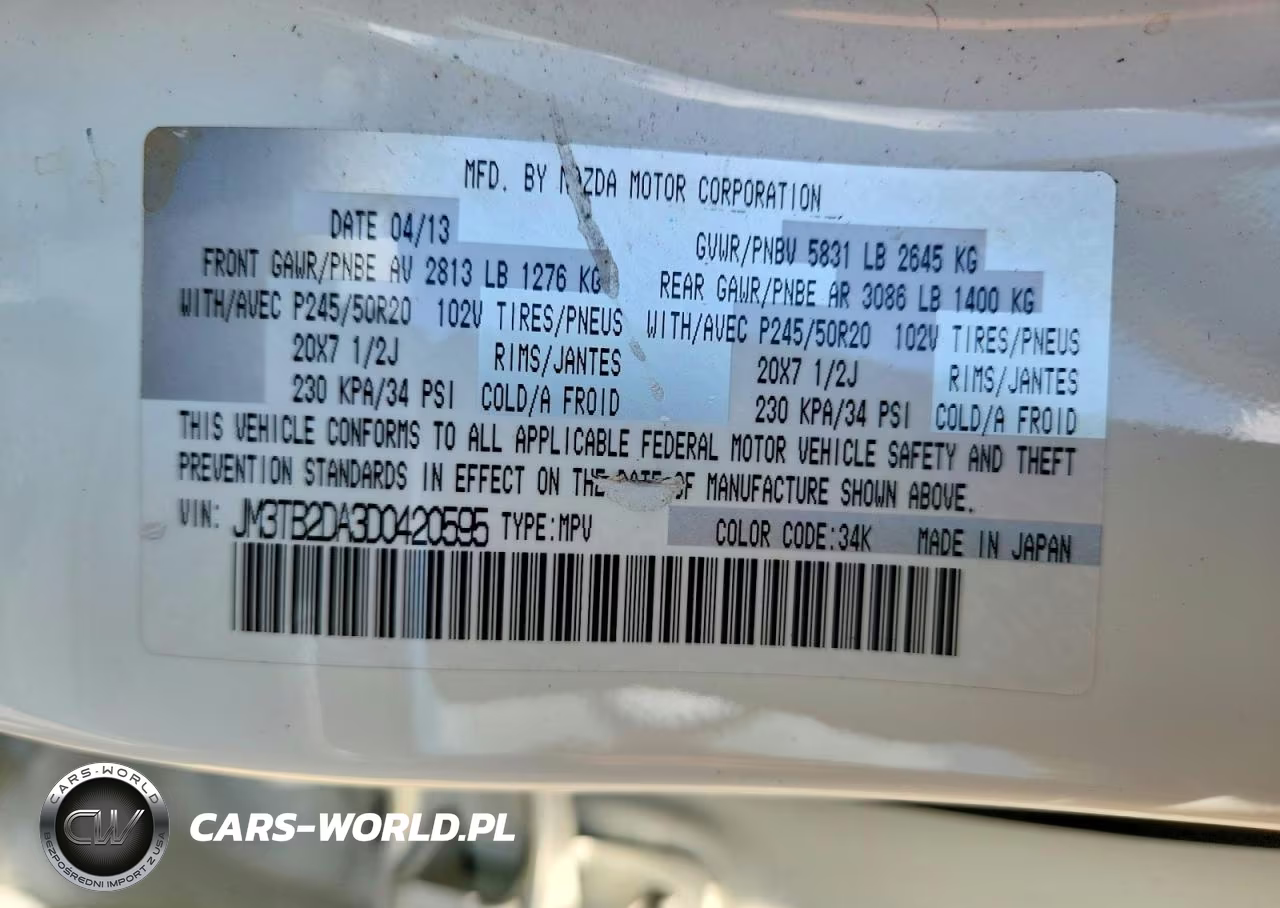 2013 Mazda Cx-9 Grand Touring VIN:JM3TB2DA3D0420595 - 13