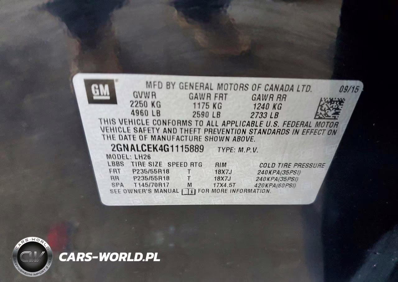 2016 Chevrolet Equinox Lt VIN:2GNALCEK4G1115889 - 12