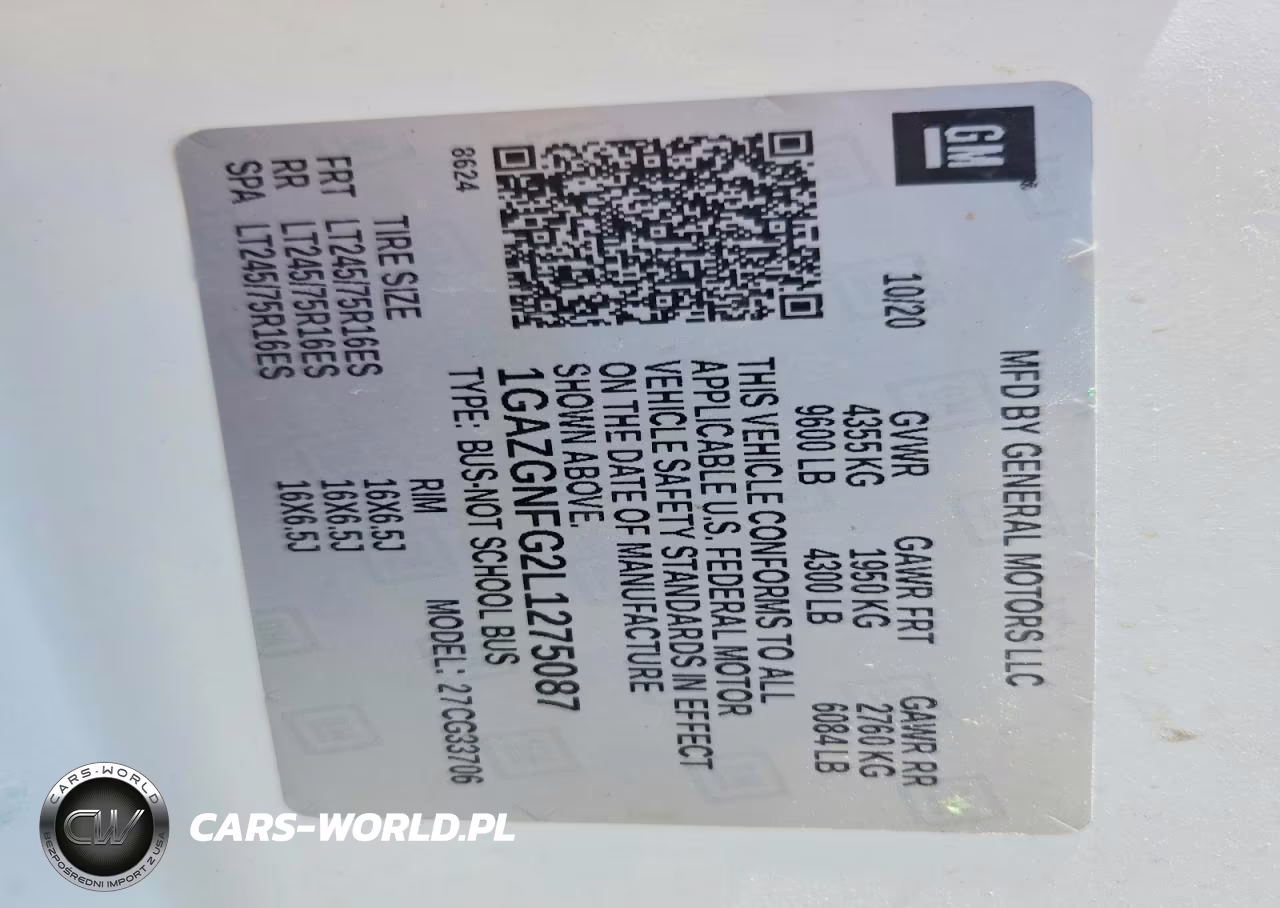 2020 Chevrolet Express G3500 Ls Passenger Van VIN:1GAZGNFG2L1275087 - 13