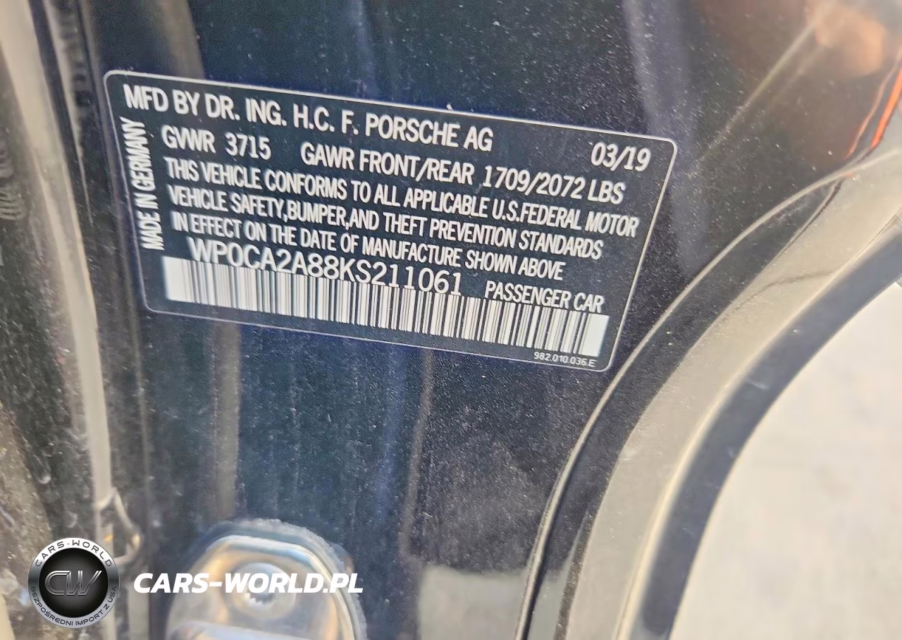 2019 Porsche Boxster Base VIN:WP0CA2A88KS211061 - 12