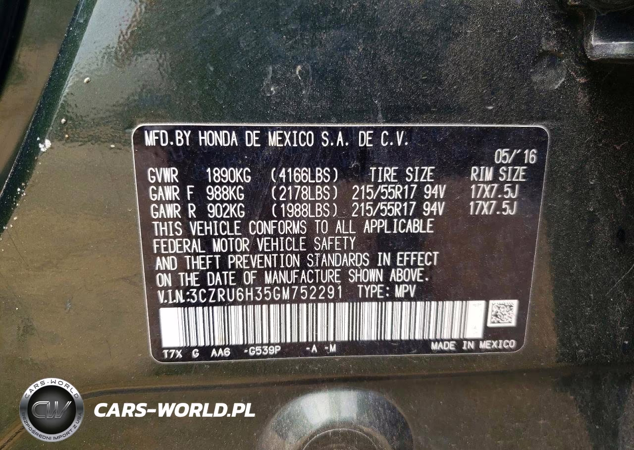 2016 Honda Hr-V Lx VIN:3CZRU6H35GM752291 - 13