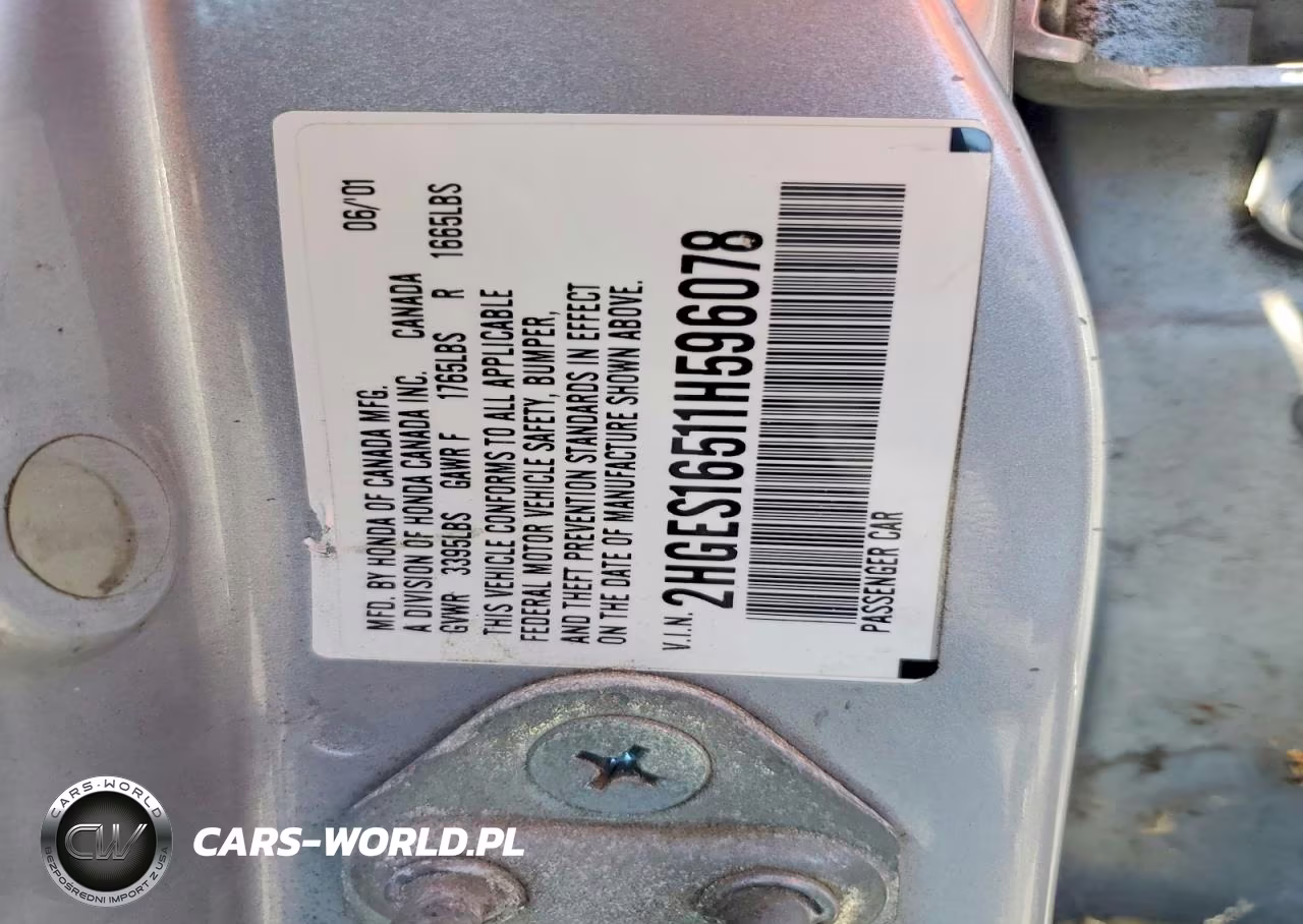 2001 Honda Civic Lx VIN:2HGES16511H596078 - 12